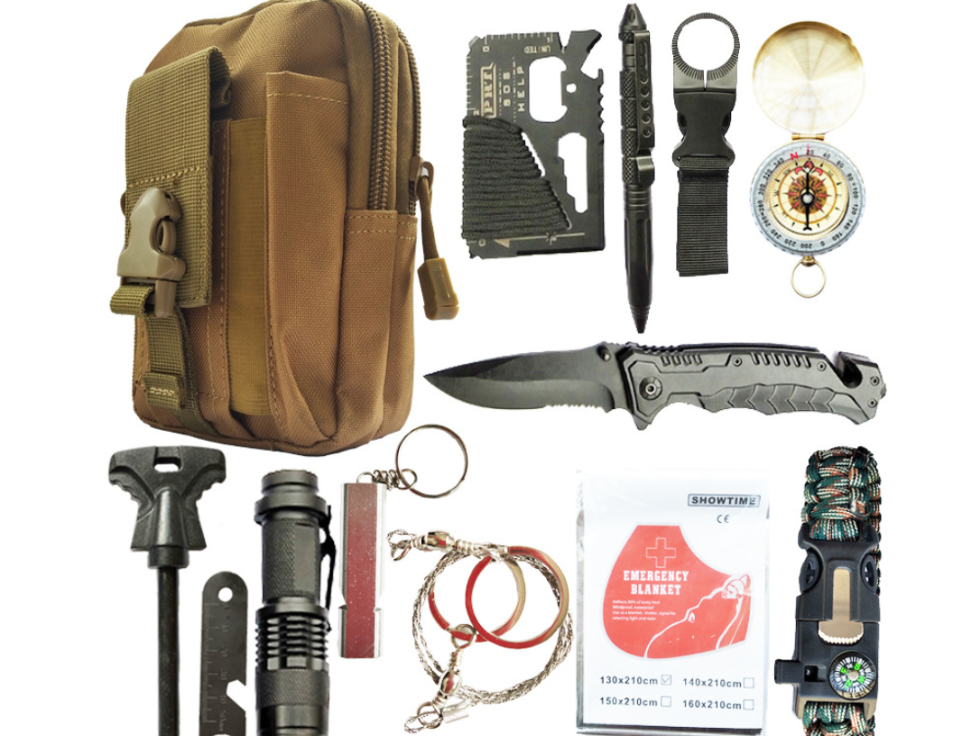 Survival Tools and First Aid Kit for Outdoor Use